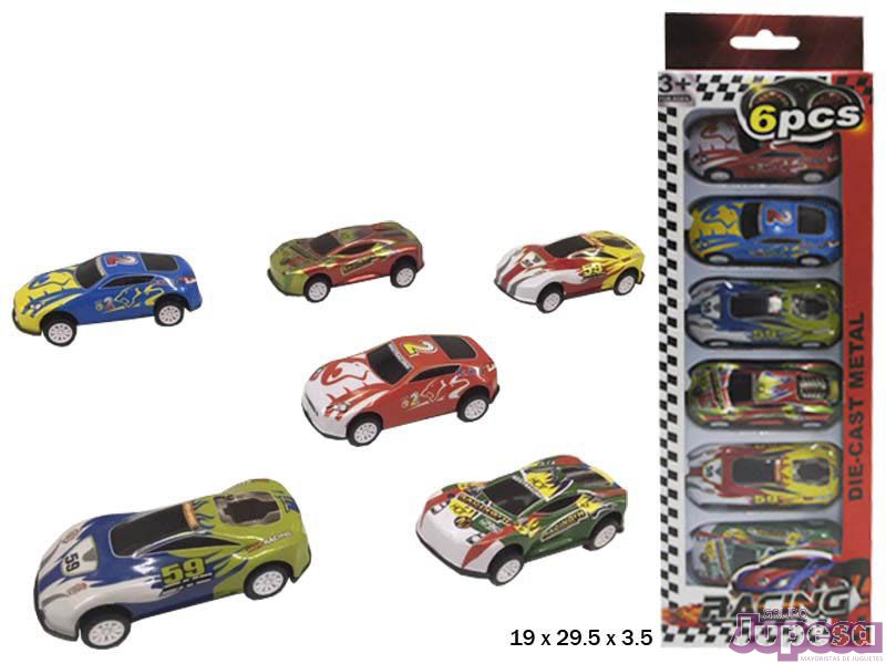 SET 6 COCHES RACING METAL