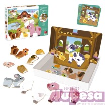 GRANJA MAGNETICA 12 ANIMALES MADERA