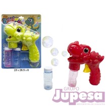 PISTOLA POMPAS DINOSAURIO C/2 BOTES